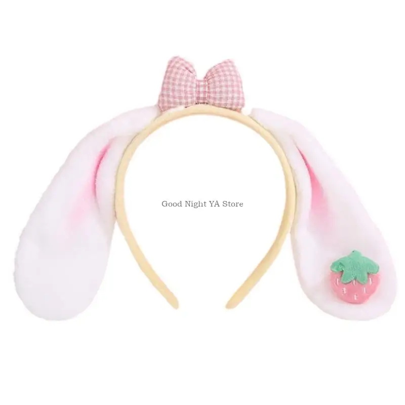 Băng đô hình thỏ đáng yêu có trang trí Strawberrie & Bowknot cho bé gái Cosplay