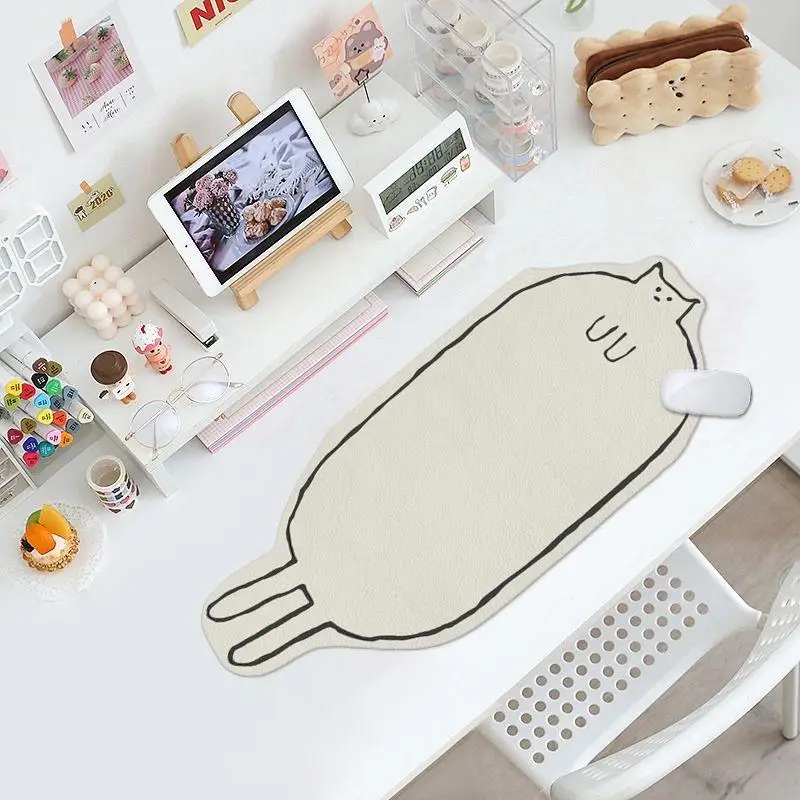 Water Proof Mouse Pad Gamer Leather Carpet Cute Cow Large Mousepad XXL Laptop White Kawaii Desk Mat Keyboard Computer Anime Cat