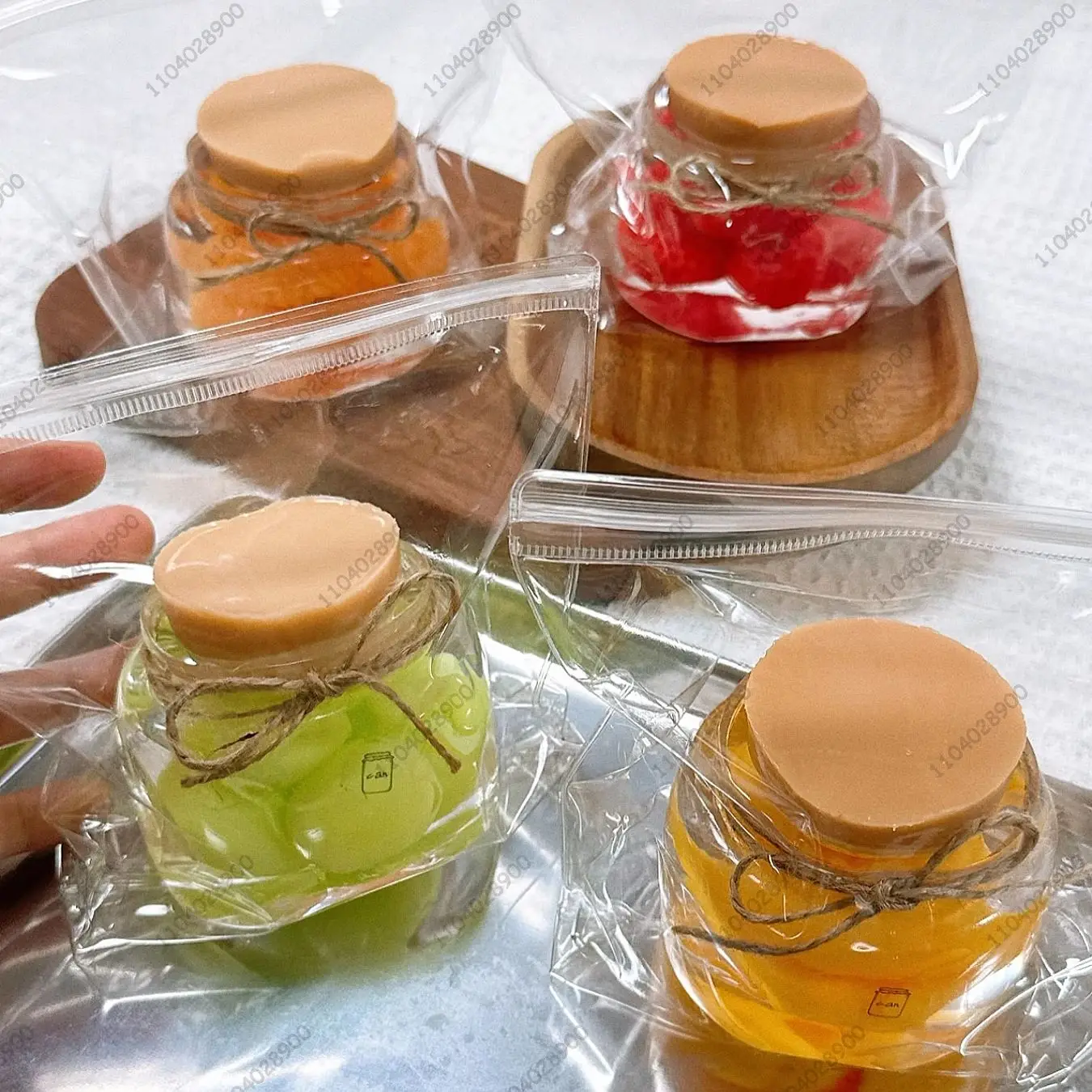 Barattolo di frutta in scatola Taba Squishy Silicone assortito polpa di frutta Barattolo di gelatina Giocattolo da spremere Mochi Giocattolo Squishy Antistress Giocattolo regalo