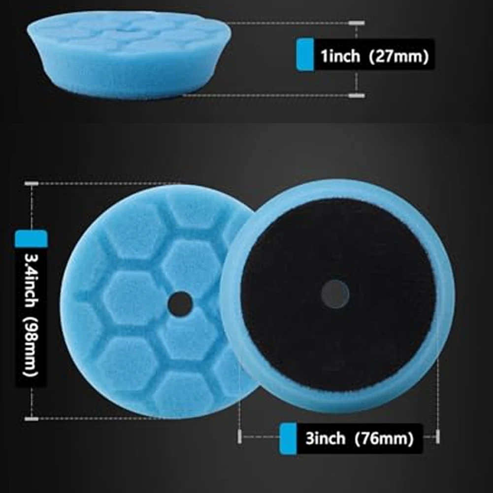 Automotive Polishing Sponge Kit 9 Piece with Mixed Density Pads for Cutting Compounding Polishing and Final Shine Enhancement