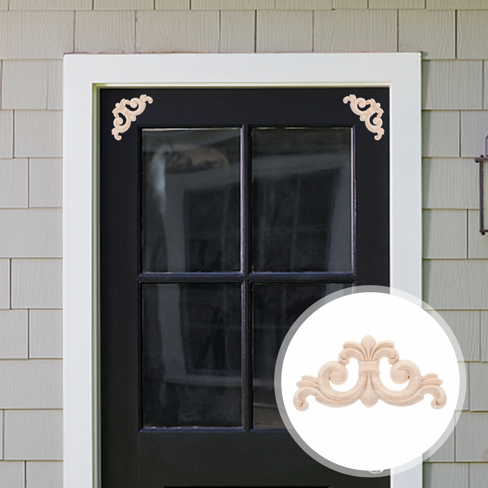 4 قطعة الخشب الصلب المنحوت يزين النمط الأوروبي زهرة صغيرة تصميم الأثاث خزانة الباب ديكور DIY بها بنفسك الخشب راصعة الزينة #1