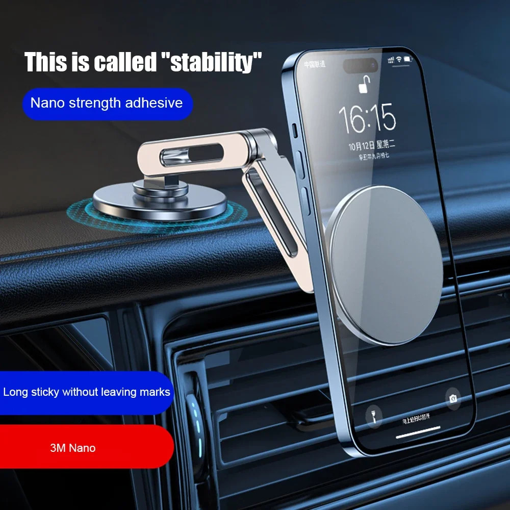 360 Rotate Macsafe Magnetic Car Phone Holder Foldable For Tesla Universal Mobile Phone Stand Hanging Screen Car Holder Aluminum image 5