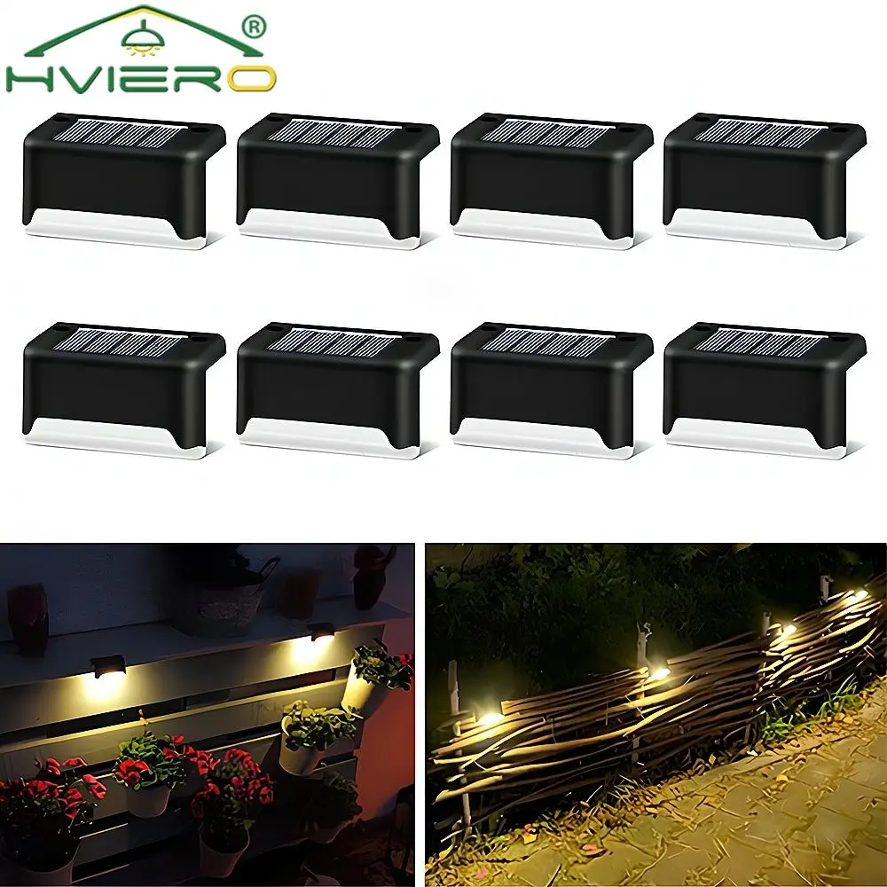 

4/8PCS LED Solar Power Stair Wall Lamp Outdoor Waterproof Fence Garden Pathway Yard Patio Steps Decoration Night Lighting Light