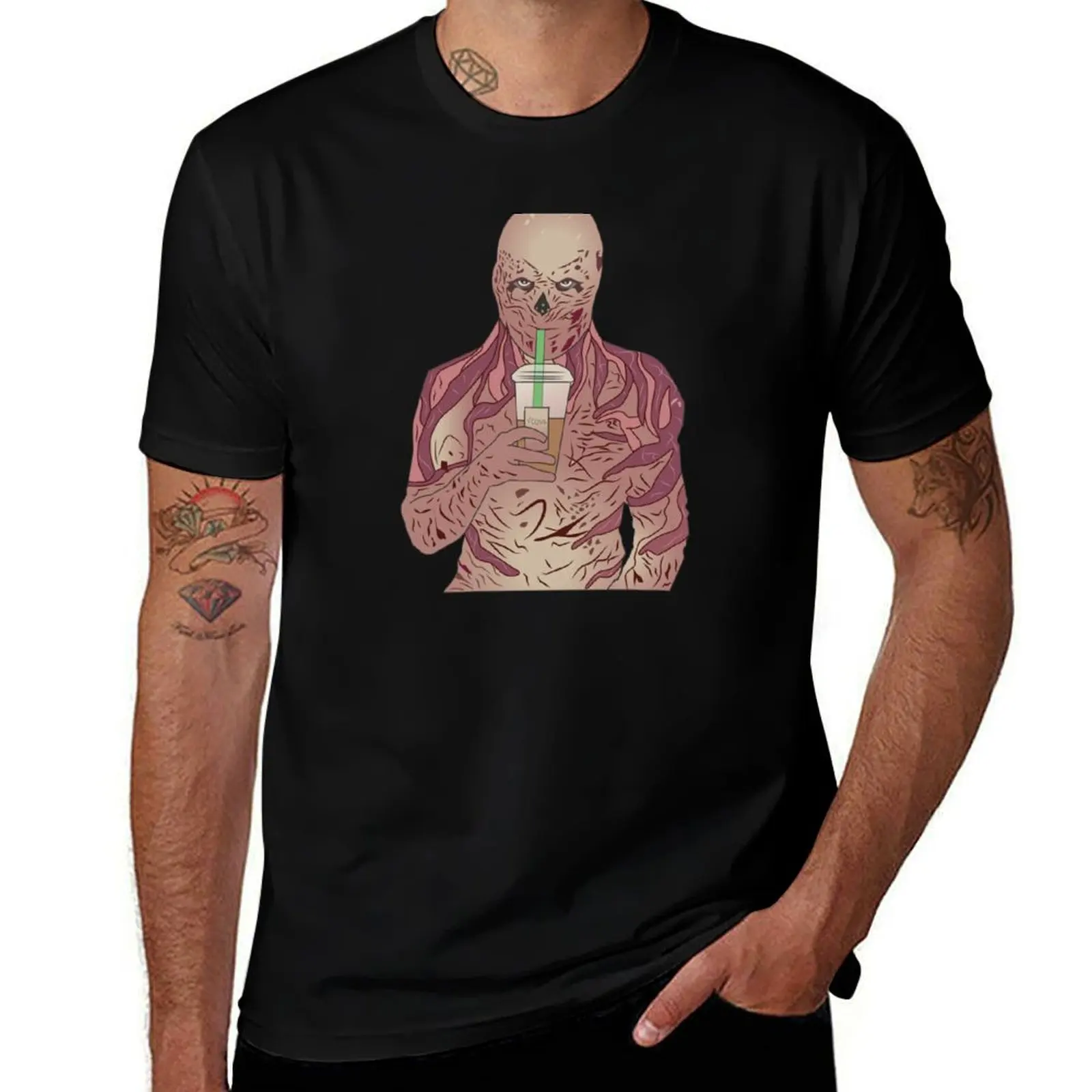 Vecna Drinking Coffee T-Shirt Basic Lightweight Short Sleeve Tee T-Shirt