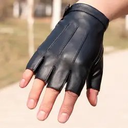 Faux Leather Gloves Half Fingers Waterproof Adjustable Wrist Driving Cycling Sports Halloween Gloves Women Men