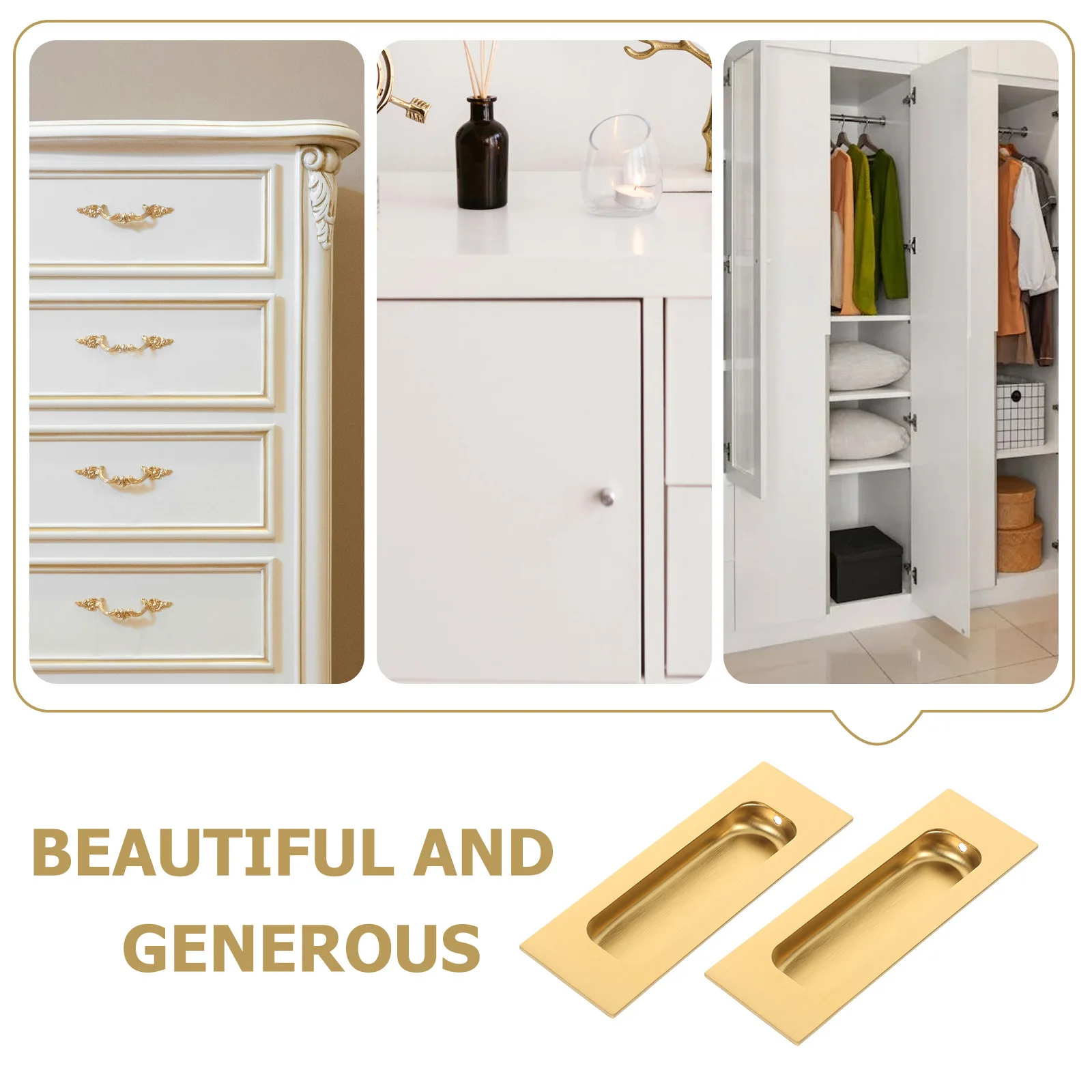 

2Pcs Recessed Cabinet Handles Hidden Groove Design Safety Durable Easy Use Furniture Door Grips Pocket Door Pull