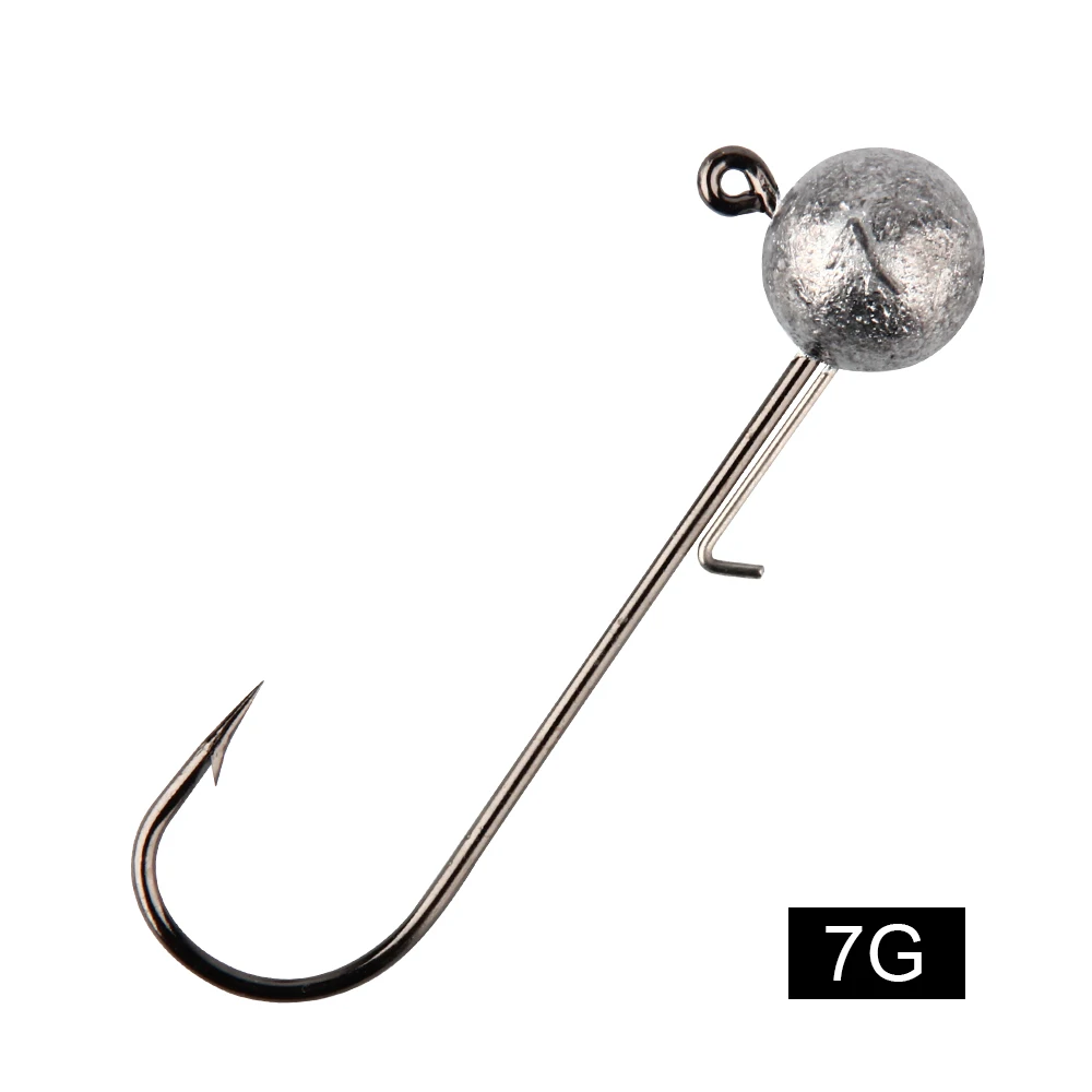 Spinpoler 5g 7g 10g 14g Jig Köpfe Angelhaken Lange Schaft Runde Kugel High Carbon stahl Lange Für Weiche Köder Wurm Zubehör 4 stücke
