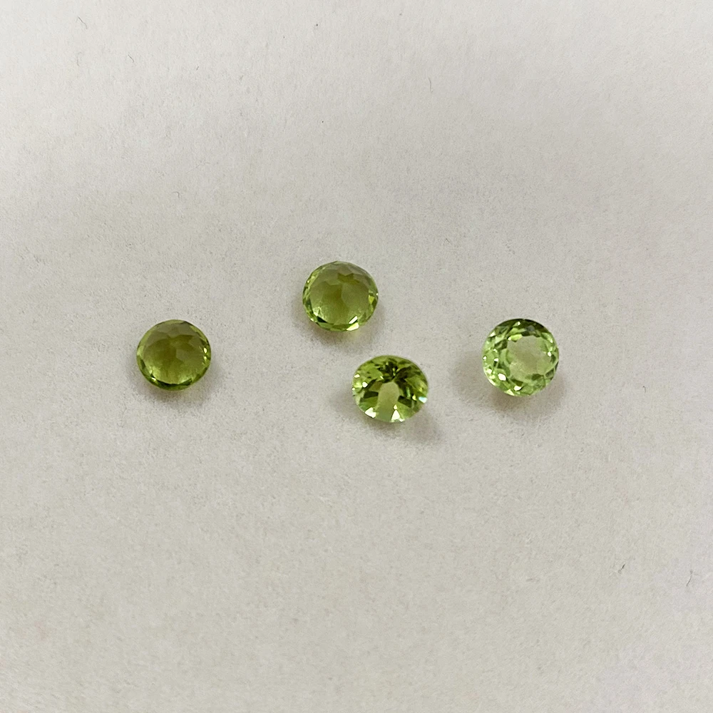 100% Natural Olivine Peridot Loose Stone Round Cut 5X5mm 0.5ct Gemstone ​for Earring Ring Necklace Jewelry Making Accessories