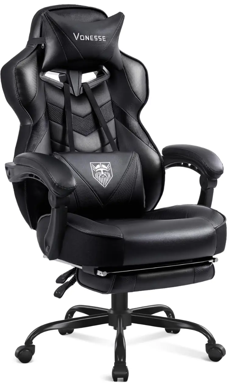 Gaming Chair, High Back Office Chair with Footrest and Massage, Gaming Chairs for Adults with Pocket Spring Cushion