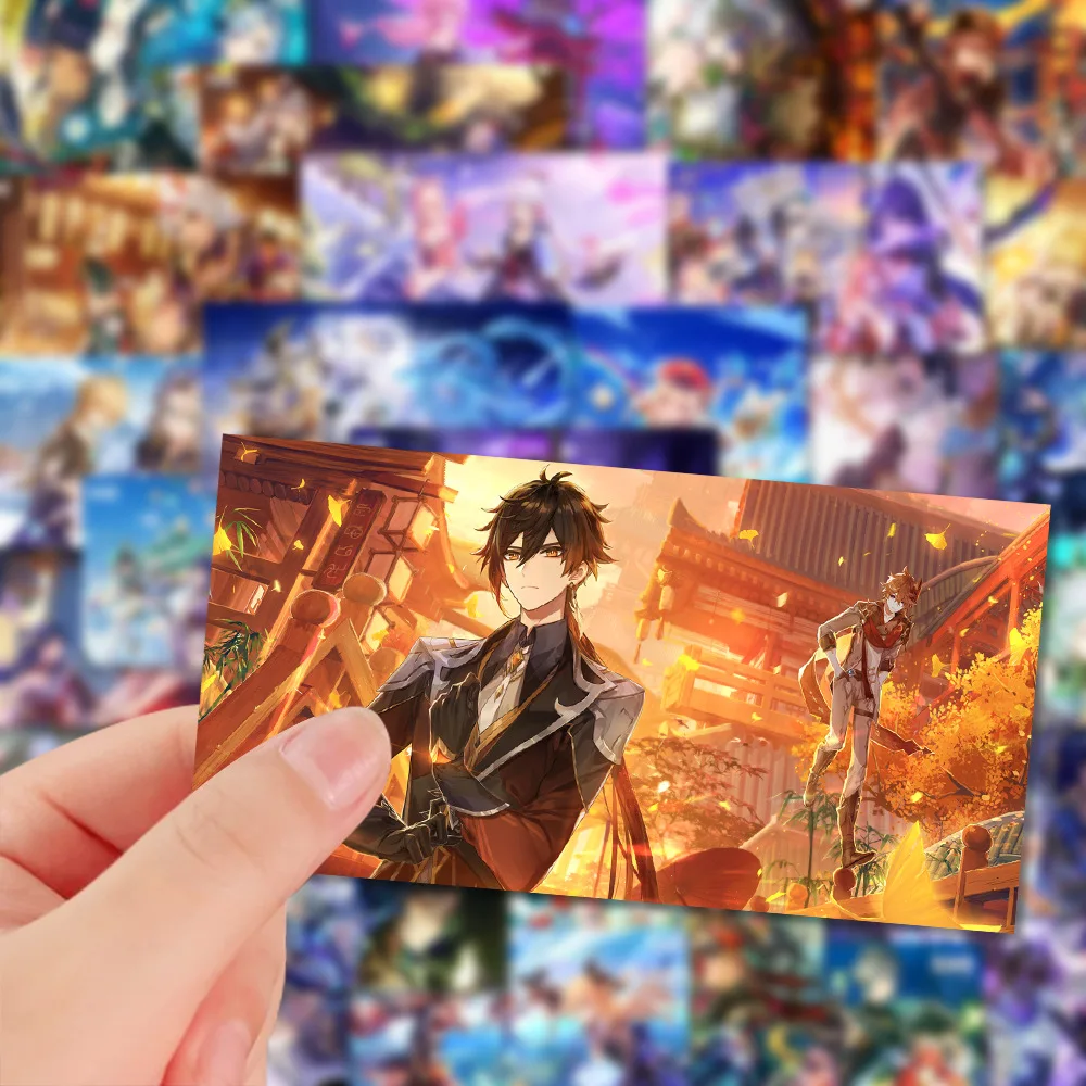 10/54 pçs 2d genshin impacto adesivos anime graffiti brinquedo diy guitarra telefone portátil mala copo de água skate decalques à prova dwaterproof água