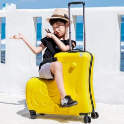 Child Suitcase Wooden Horse Suitcases Universal Wheel Rolling Luggage Cute Multifunction Trolley Kids Travel Bags 20/24 Inch