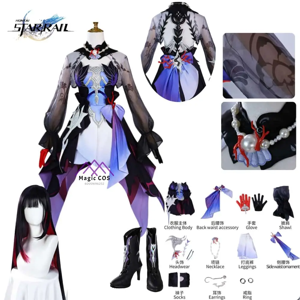

Game Honkai: Star Rail Hysilens Cosplay Costume Newly Anime Helektra Role Playing Blue Outfit Uniform Dress for Women Comic Con