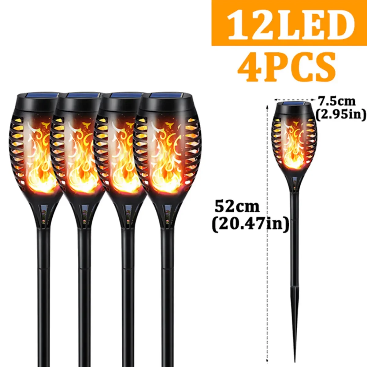 Outdoor Solar Garden Lights, Waterproof, Patio Flickering, Dancing Flame Lamp, Torch Lights, Garden Decor, 12LED