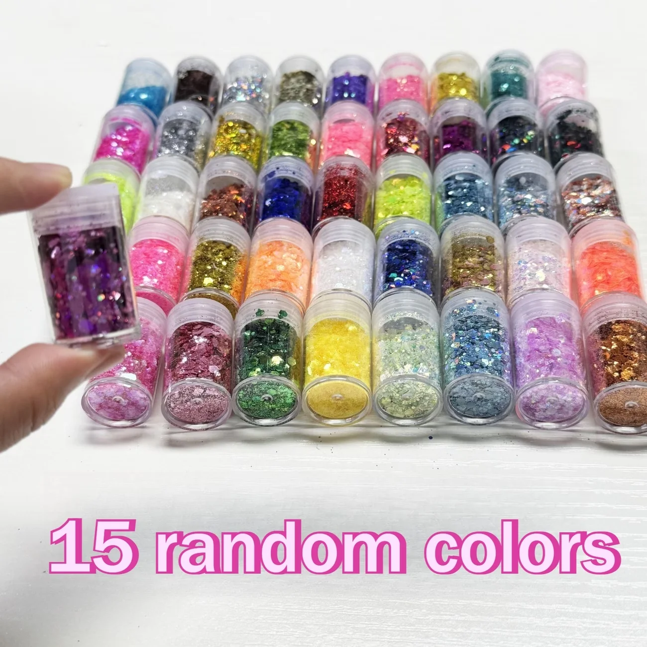 Random 15 Colors of Holiday Glitter Mix, Suitable For, Rainbow Glitter Sheets  For Crafts, Slime, Nail Art, Painting Jewelry