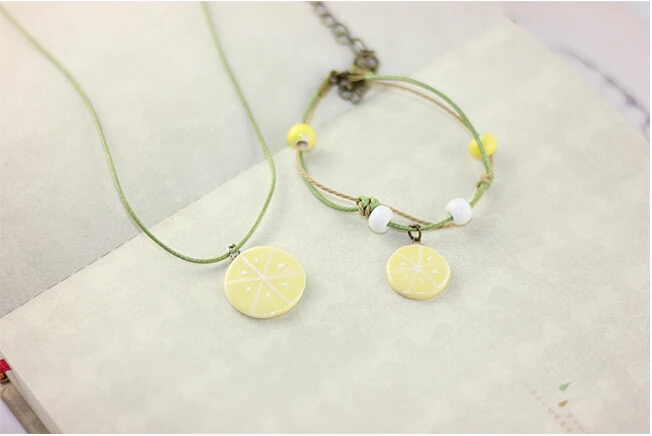 Miredo jewelry wholesale cute little strawberry watermelon clavicle necklace ceramic pendants twitter woven chain necklace #5182