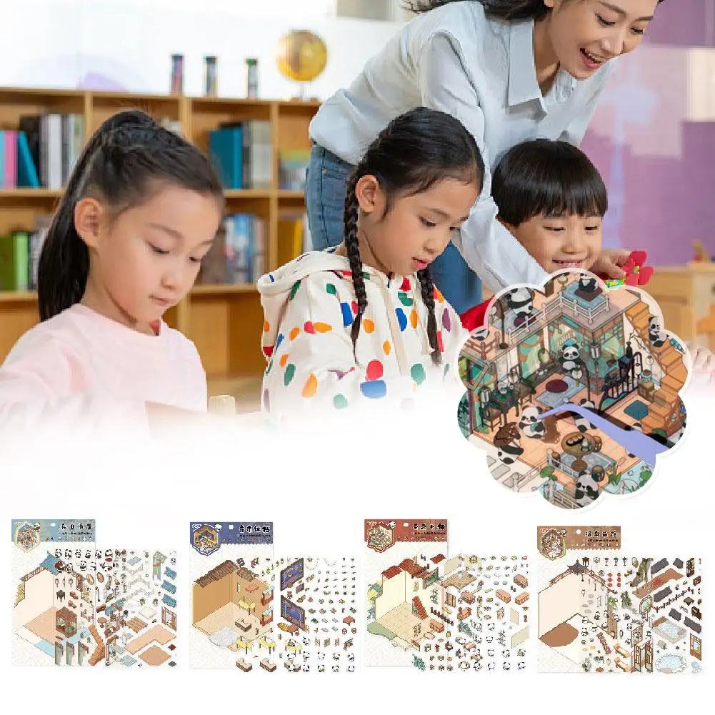 Kawaii 3D Landschaftsbau Aufkleber Cartoon Miniatur Szene Visuelle Stapeln Dreidimensionale Aufkleber Weihnachten Geschenk Für Childr O6W6
