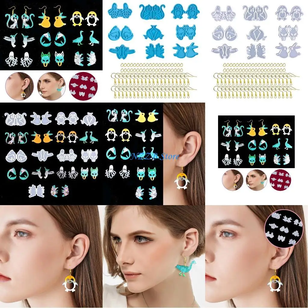 

T21F Silicone Keychain for Cat Penguin Resin Mold Non-stick Earrings Decor Crafts Mak