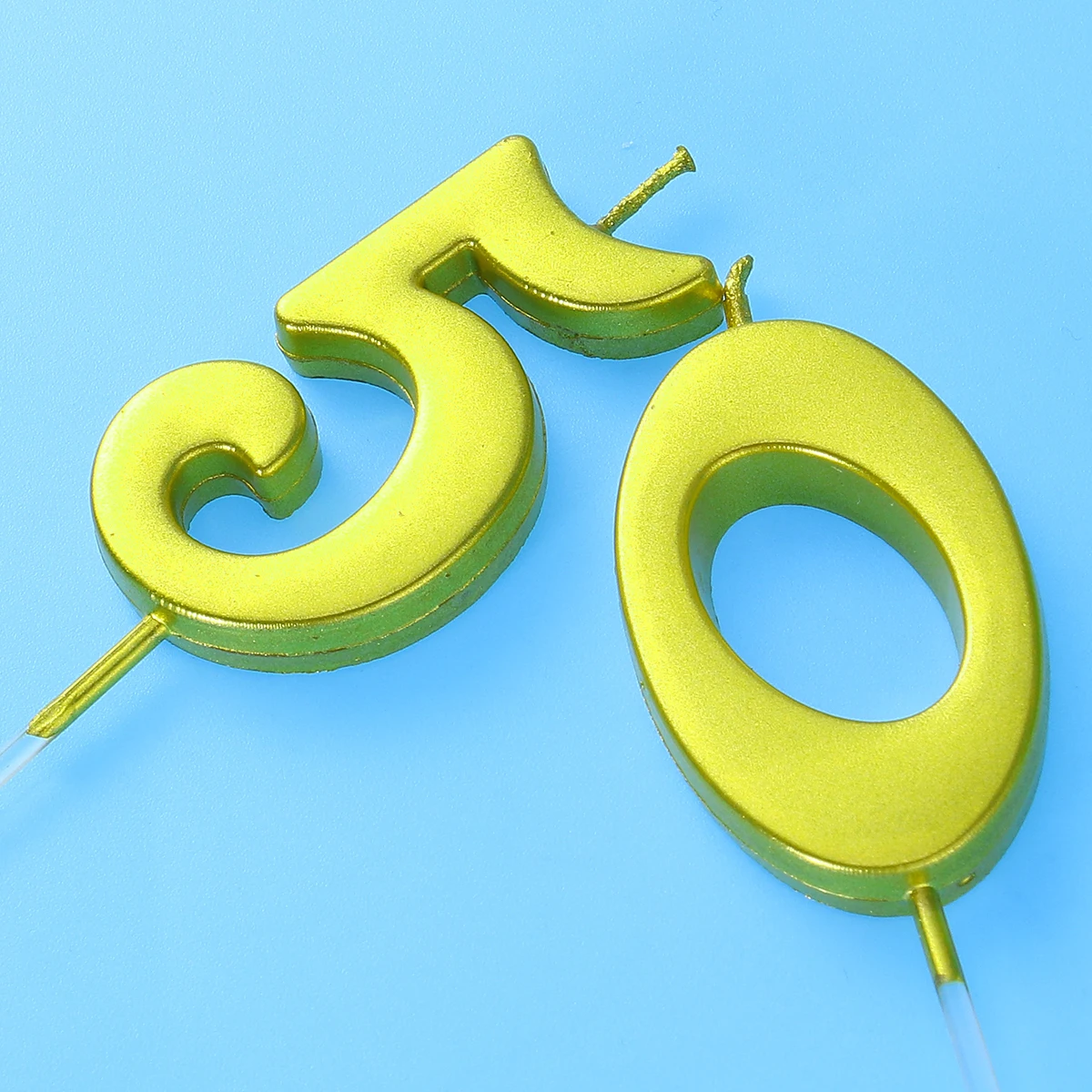 

2pcs 50 Birthday Number Decoration Bithday Cake Topper Candles Party Supplies (Number 5+0, Golden)