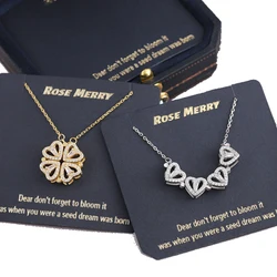 Vintage Lucky Four Leaf Clover Necklaces for Women Love Heart Pendant Choker Clavicle Chain Necklace Stainless Steel Jewelry