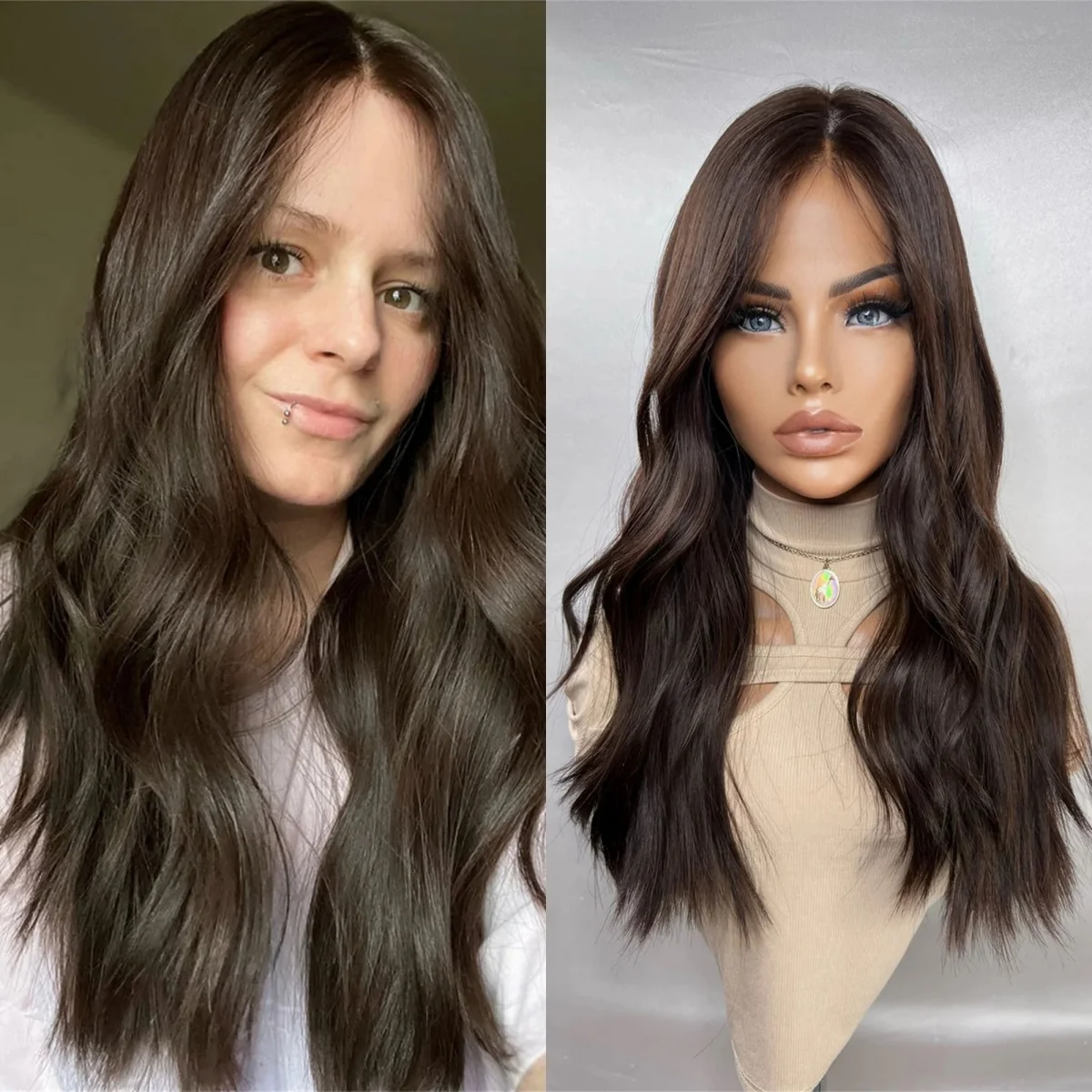 

Синтетический парик высокого качества, 24 дюйма, 180% плотность, натуральные волны, омбре, темно-коричневый балаяж, для вечеринок, повседневной носки и косплея, для женщин