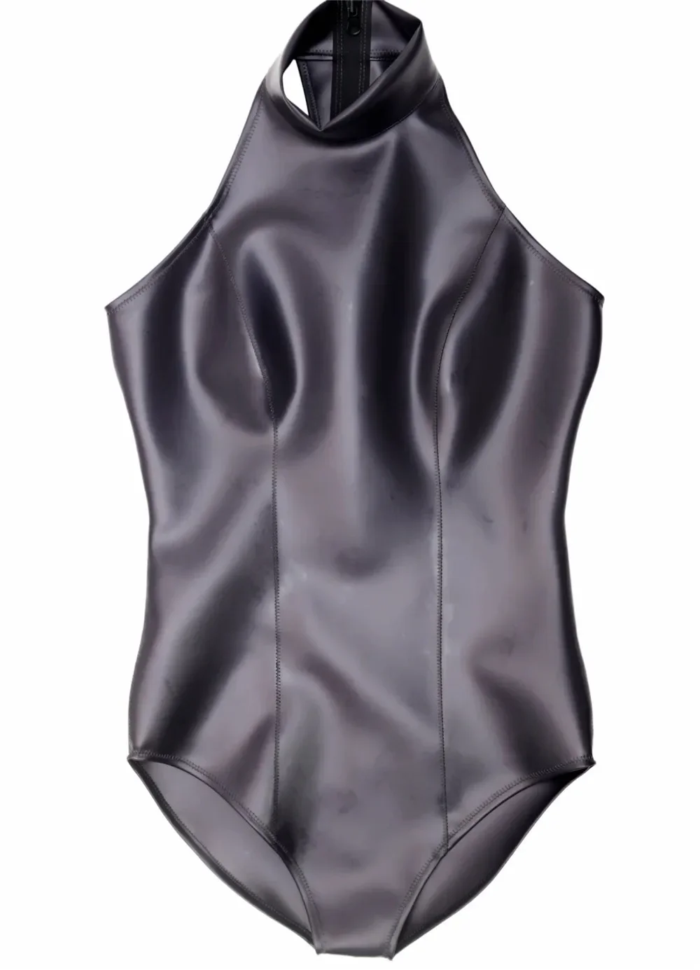 Dance Wear Bodysuit Women Glossy Double Sides PU Back Zip Stage Performance Catsuit Sleeveless Shapewear One Piece Leotard Style