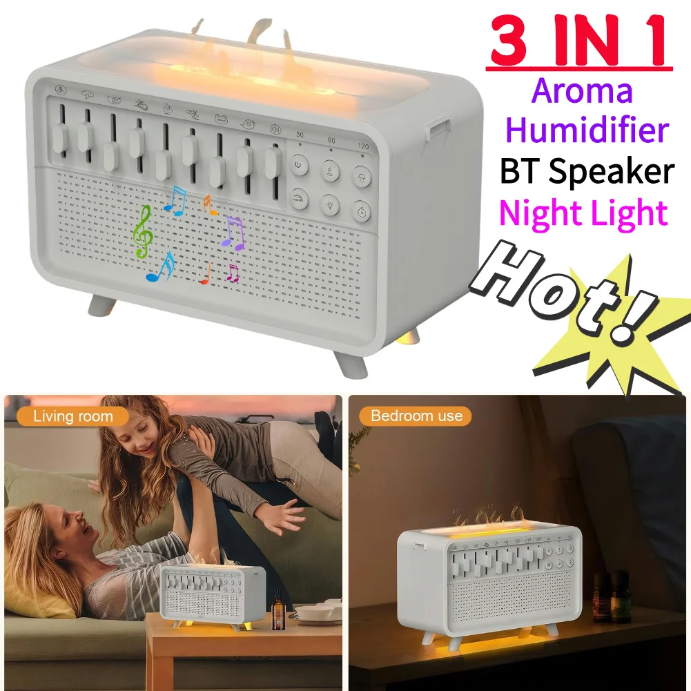 

3 in 1 White Noise Machine Diffuser Speaker Air Aroma Diffuser Humidifier Sleep Aid Night Light Machine With 8 Goup Nature Sound