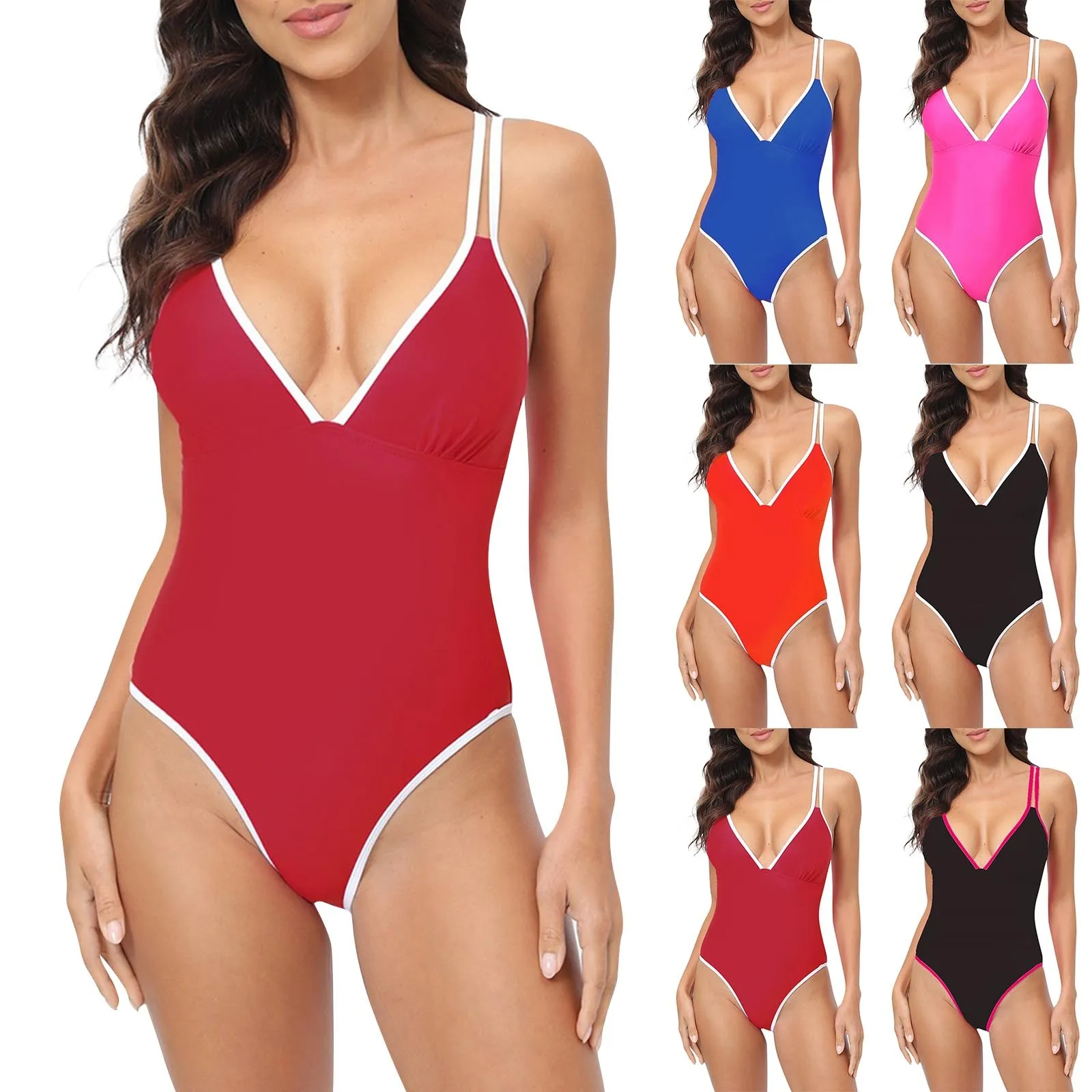 Monokini de uma peça sem costas para mulheres, maiô sexy em V, costas cruzadas, roupa de banho preta, roupa de praia, 2021