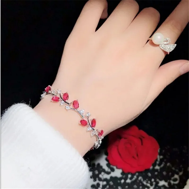 

Bangle Fine Jewelry Bracelets For Women Sterling Silver Shine Cubic Zirconia Party Luxury Charm Accessories Bijoux