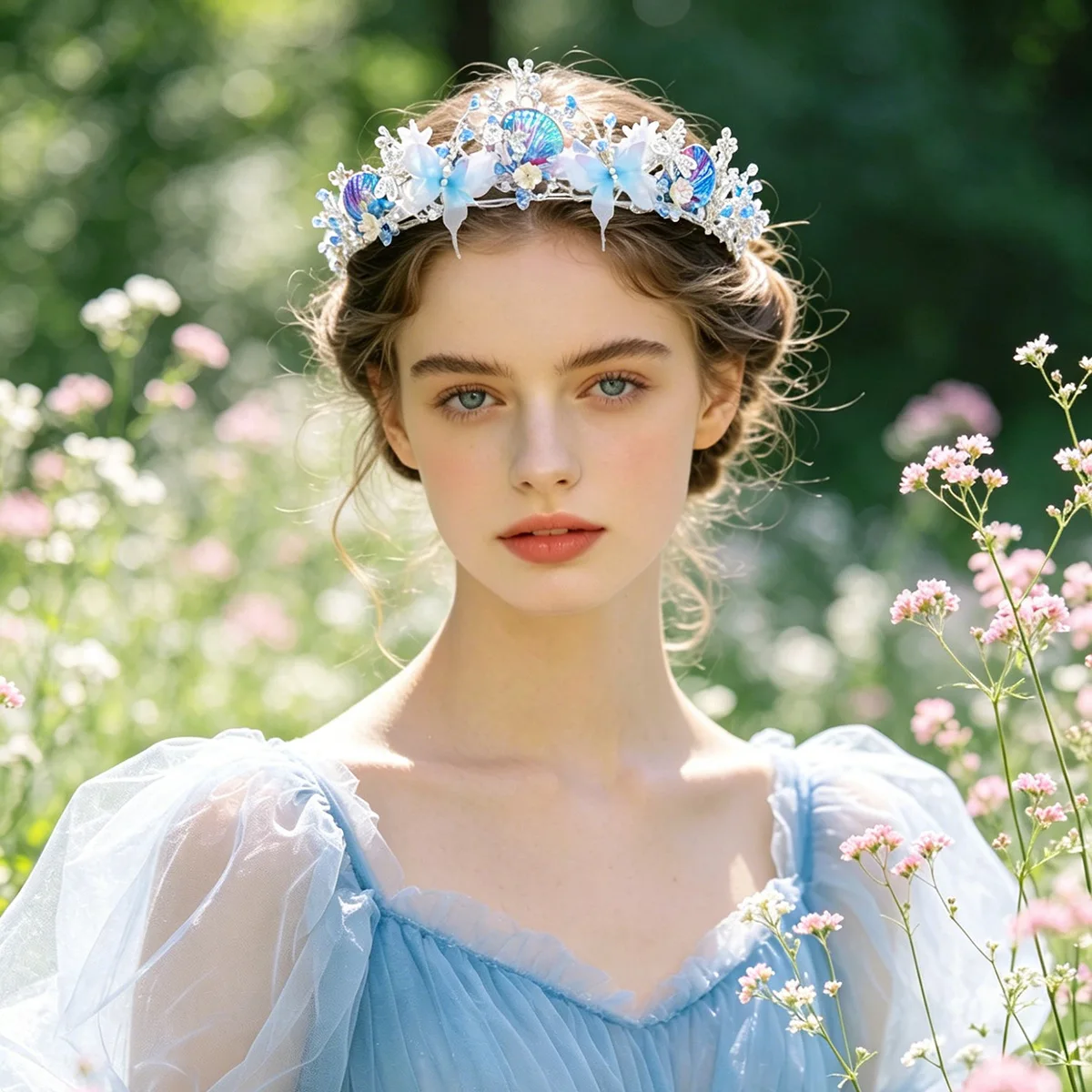 KMVEXO Ocean Style Wedding Crown Princess Hair Accessory Shell Rhinestone Tiaras Headband for Wedding Dresses and Evening Gowns view 5
