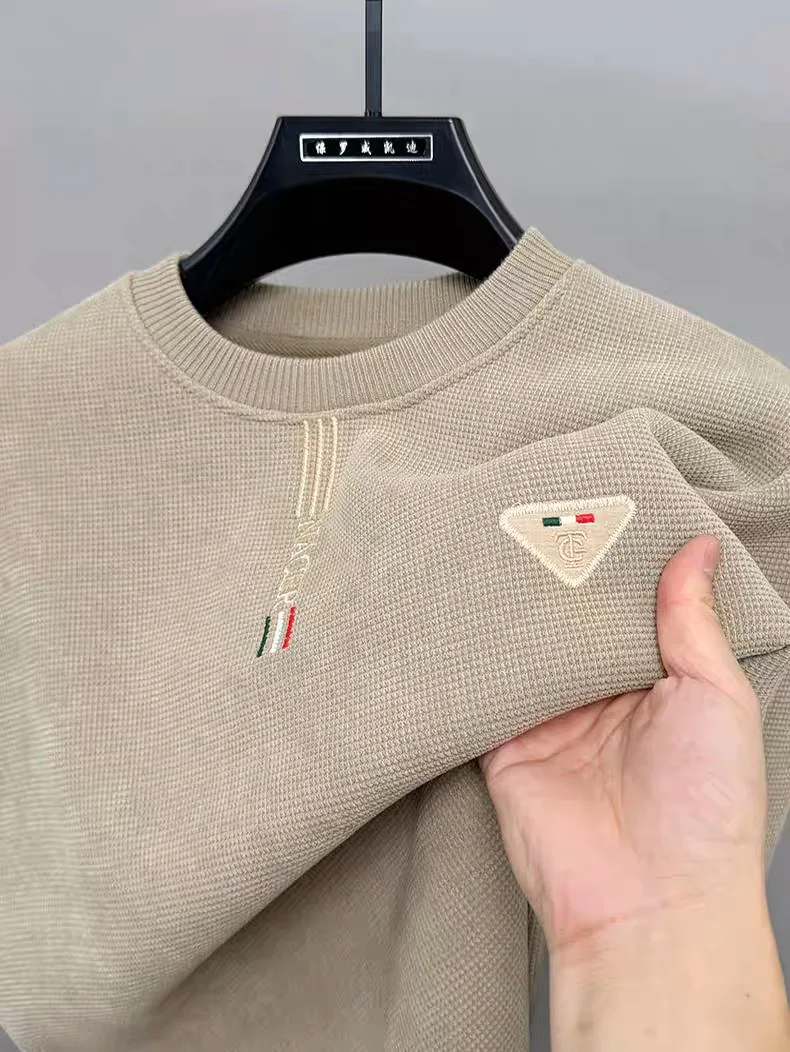 Luxury High Quality 2024Autumn/Winter Round Neck brand Exquisite Embroidery Men\'s Sweater fashion Casual Thick  Knitted pullover