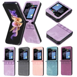 Wallet Prismatic Plaid Embossed Flipped Leather Cover For Samsung Galaxy Z Flip5 Z Flip4 Z Flip3 Magnetic Flip Z Flip 5 4 3 Case