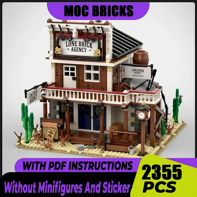 Street View Model Moc Building Bricks Lone Brick Detective Agency Model Building Technology Modular Block DIY Toy Holiday Gifts