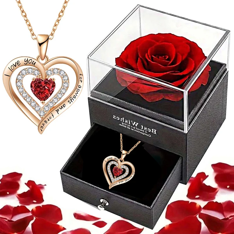 Juego de caja de regalo de rosas artificiales, flor de rosas de plástico, regalo de temporada navideña, regalo de aniversario, regalo de cumpleaños, regalo de madre, 1 ud.