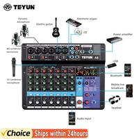 TEYUN A6 A8 A4 6/8 Channel Audio Mixer Professional Portable Mixer Sound Table Board Digital MP3 Computer Input 48v Power Number