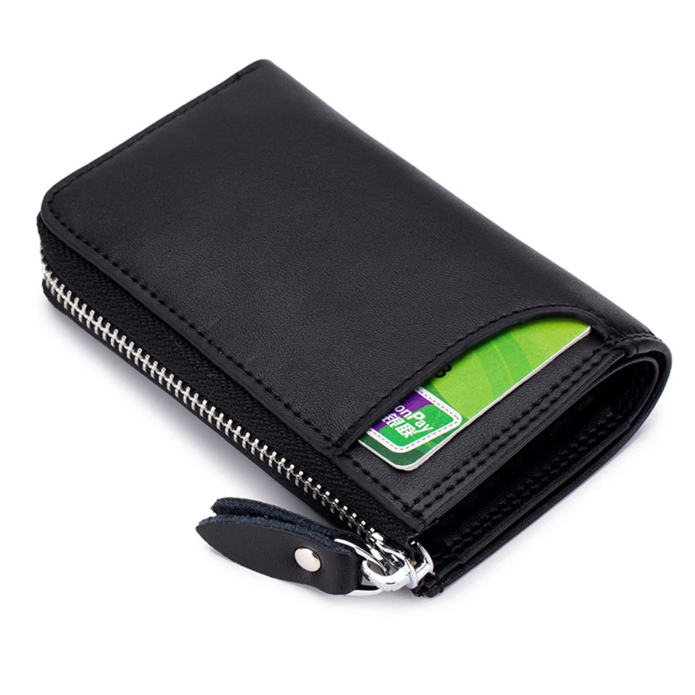 Multifuncional Coin Purse Saco De Armazenamento Chave Do Carro Zipper Vertical Saco Chave Do Couro Saco De Cartão