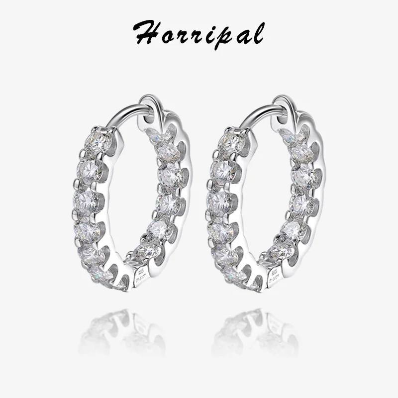 

Moissanite Hoop Earrings for Women 2.6ct D Color Sparkling Diamond with GRA s925 Sterling Sliver Plated 18k Gold Hip Hop Earring