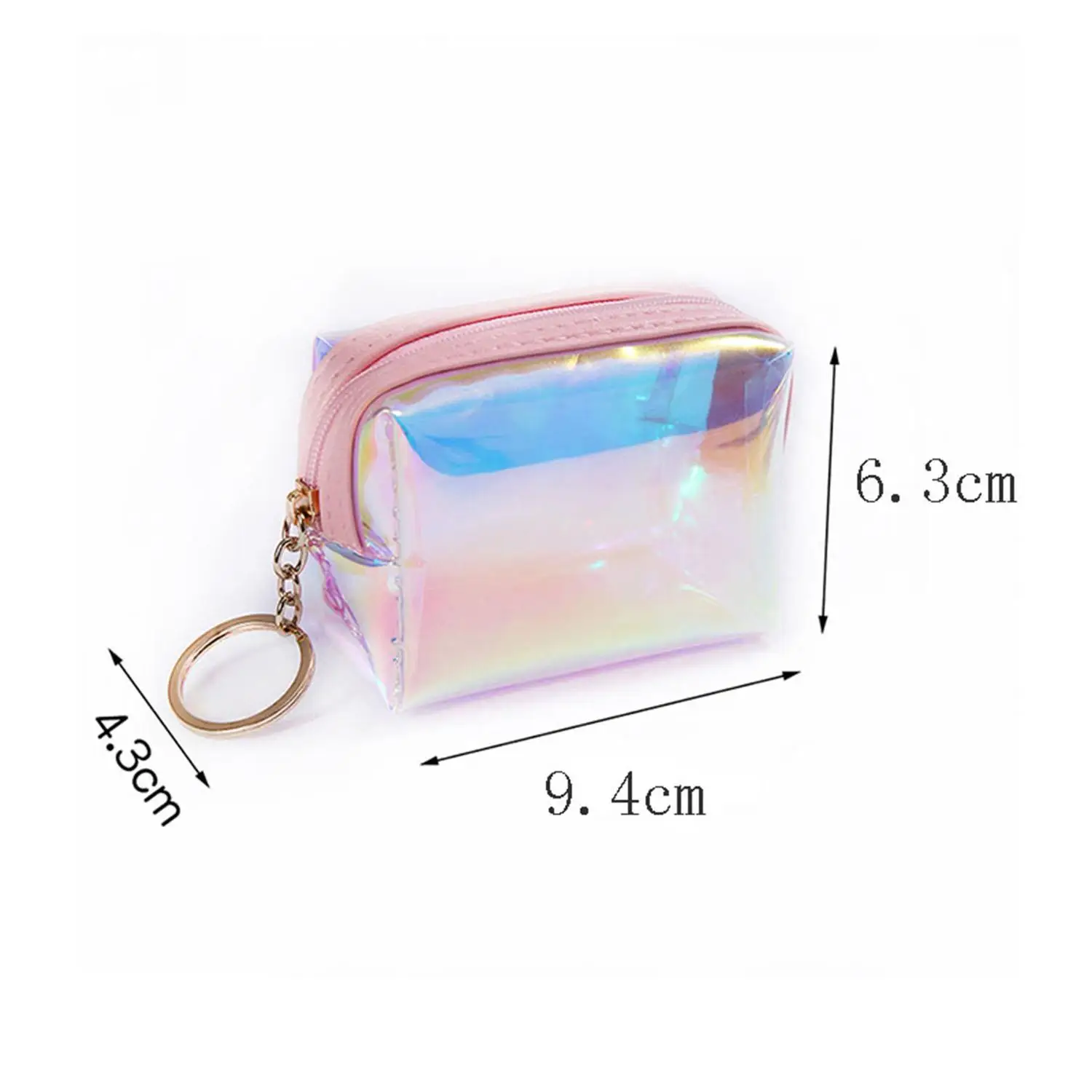 PVC Laser Cosmetic Bag Transparent Coin Purse Women Makeup Case Keychain Small Lipstick Bag Mini Wallet Portable Purse
