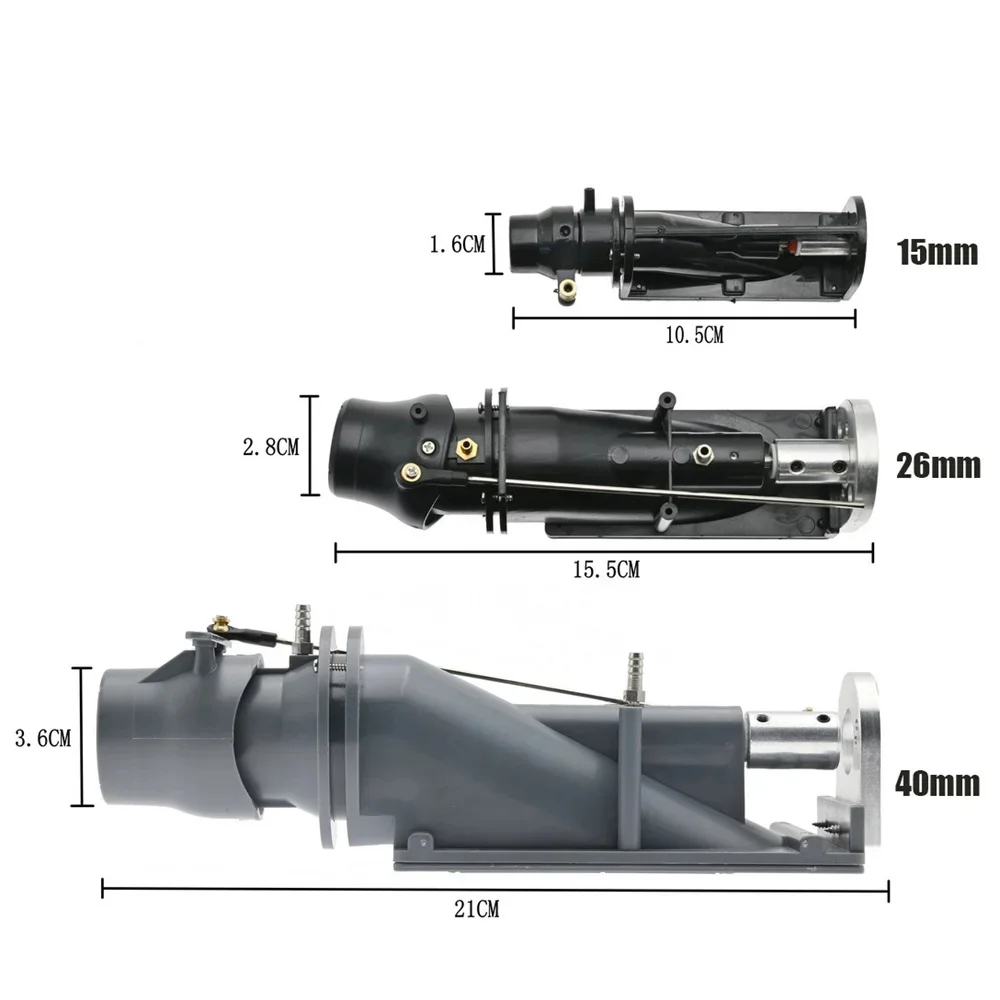 New 15mm 26mm 40mm Remote control boat Water Jet Thruster Boat Pump Spray with 2 blades/3 blades Propeller Coupling For RC Boat