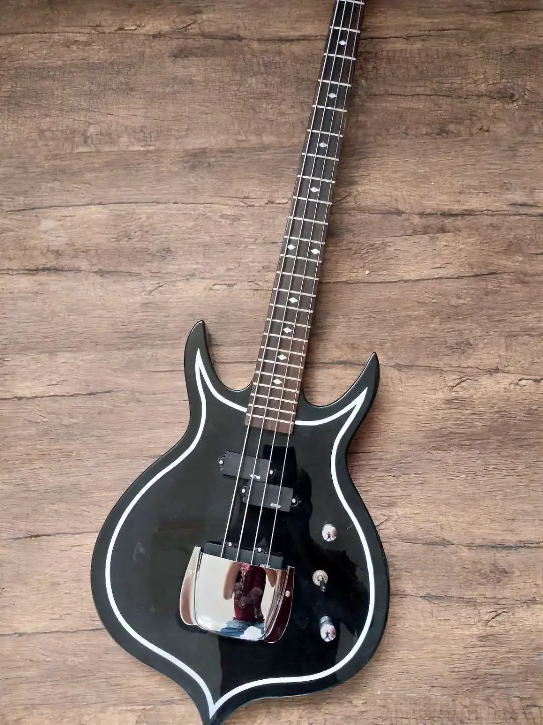 New high-end 4 string bass electric guitar, black body, special stickers, support customization, multi-color optional, free ship