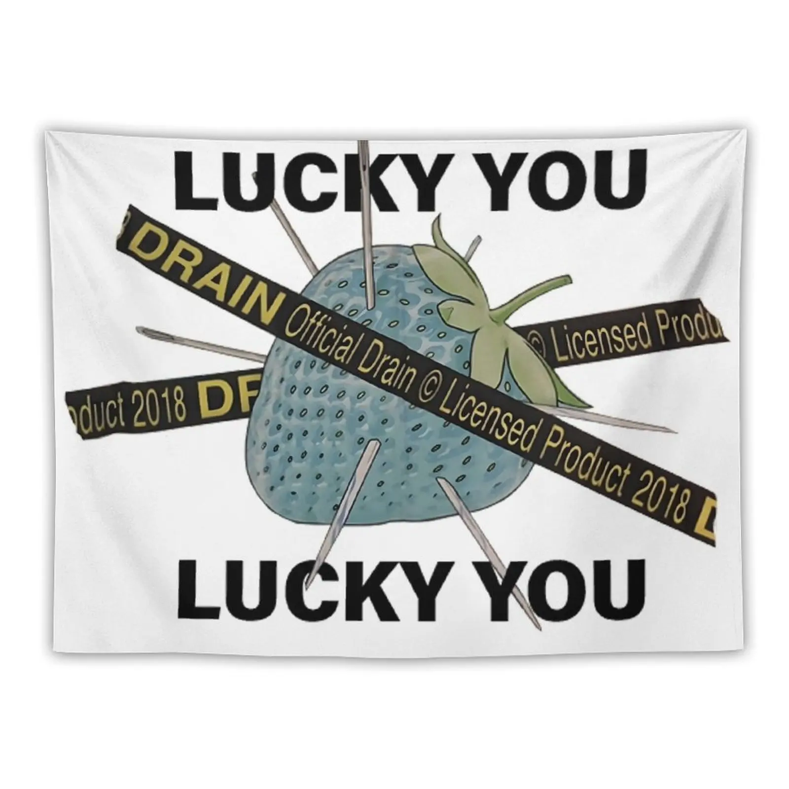

Bladee Drain Gang Lucky You Strawberry logo Tapestry Carpet Wall Wall Coverings Tapestry