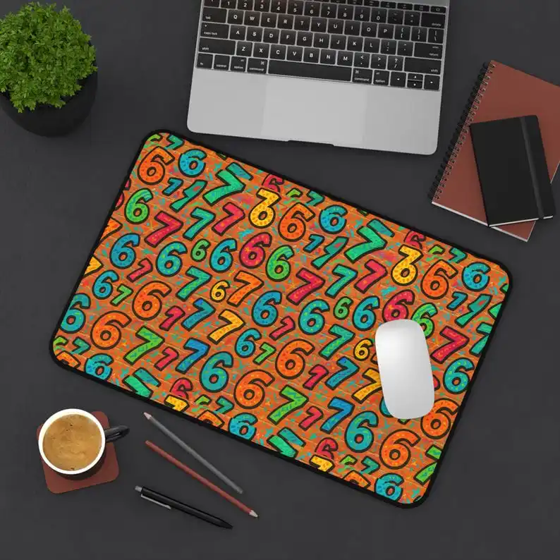 

67 Fun Colorful Number Pattern Desk Mats, Cute Computer Desk Pad, Keyboard Mat, Office Decoration, Couple Gift Cute Mouse Pads