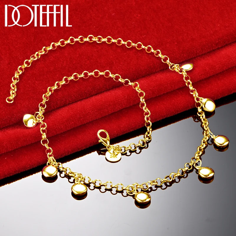 

DOTEFFIL 18K Gold 925 Sterling Silver Circle Round Bean Chain Necklace For Women Wedding Engagement Fashion Jewelry