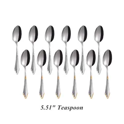 6 Pieces Teaspoons Silver Gold Dishwasher Safe 304 Stainless Steel 5.5in Teaspoon For Dessert Espresso Coffee Spoon