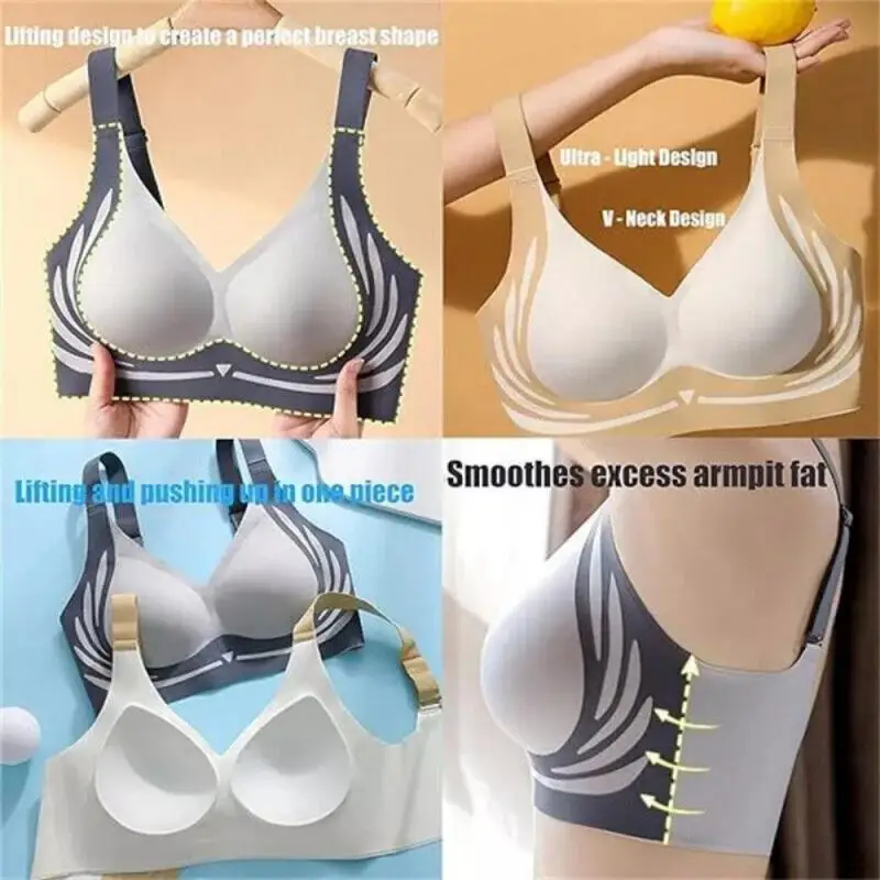 Women Anti-gravity Push-up Bra Ladies Underwear Seamless V-neck No Steel Ring Small Chest Gathered Comfortable Thin Female Top