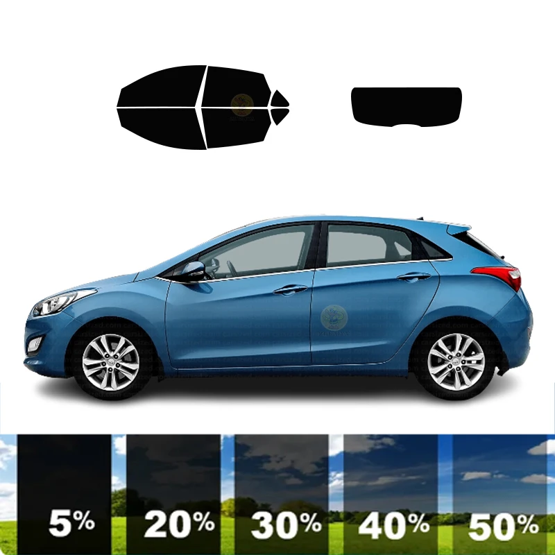 precut Removable Window Tint Film For Car 100% UVR 5%-35%VLT Heat Insulation Carbon ﻿For HYUNDAI I30 5 DR HATCH 2007-2011