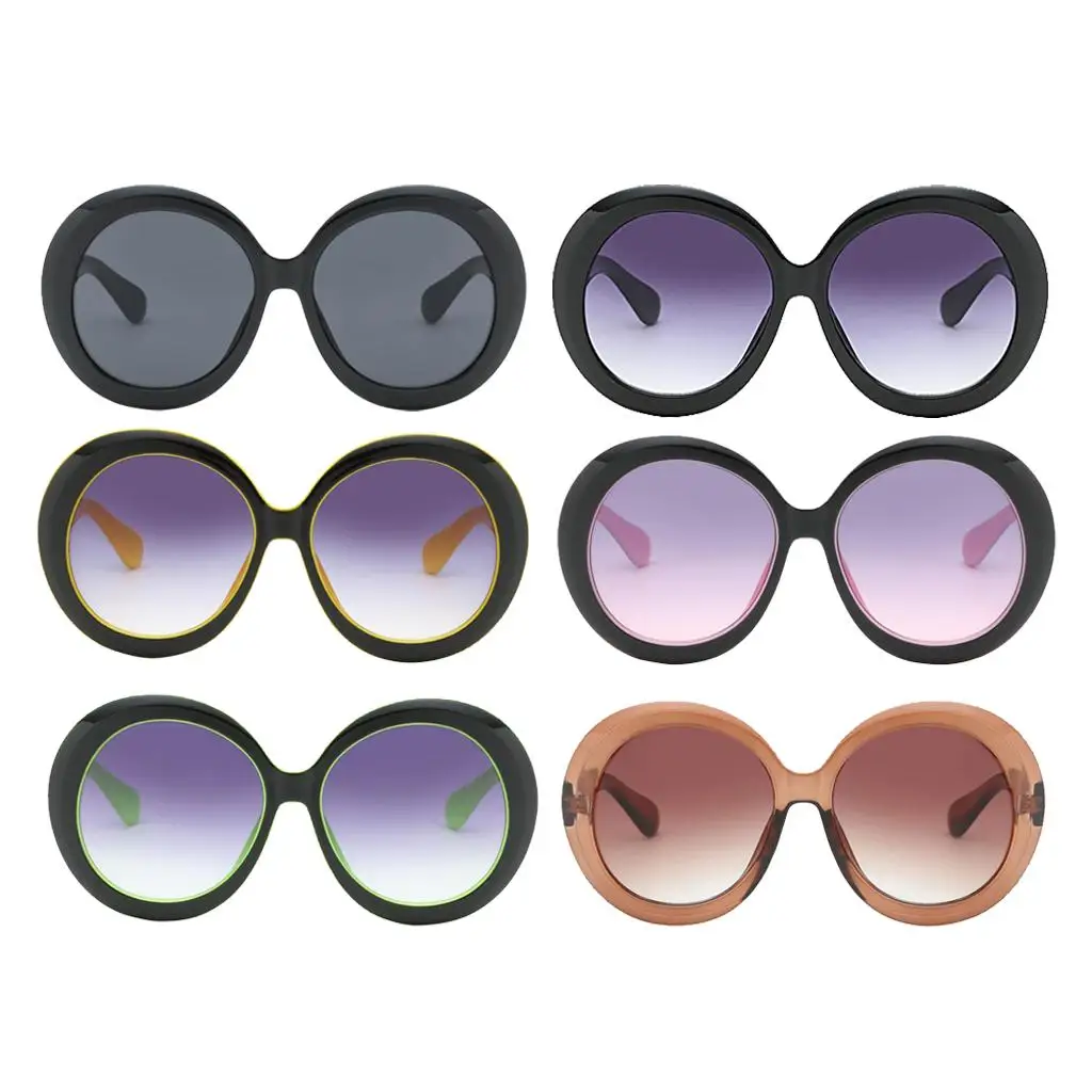 2-4pack Futuristic Oversize Round Sunglasses Black frame Gray lens