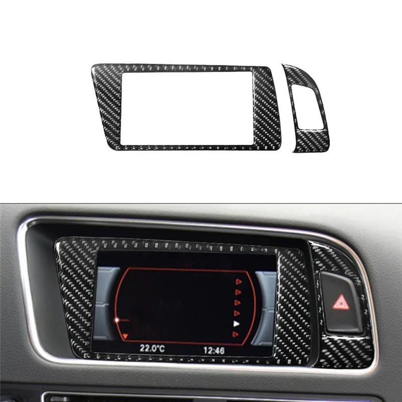 Black Carbon Fiber Protective Sticker Car Interior Decoration Cover For Audi Q5 2009-2017 Without Navigation Styling Accessories