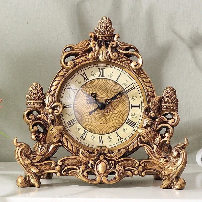 

SAT2 49 Creative living room resin desk clock ornaments, bedroom study silent clock decoration handicrafts
