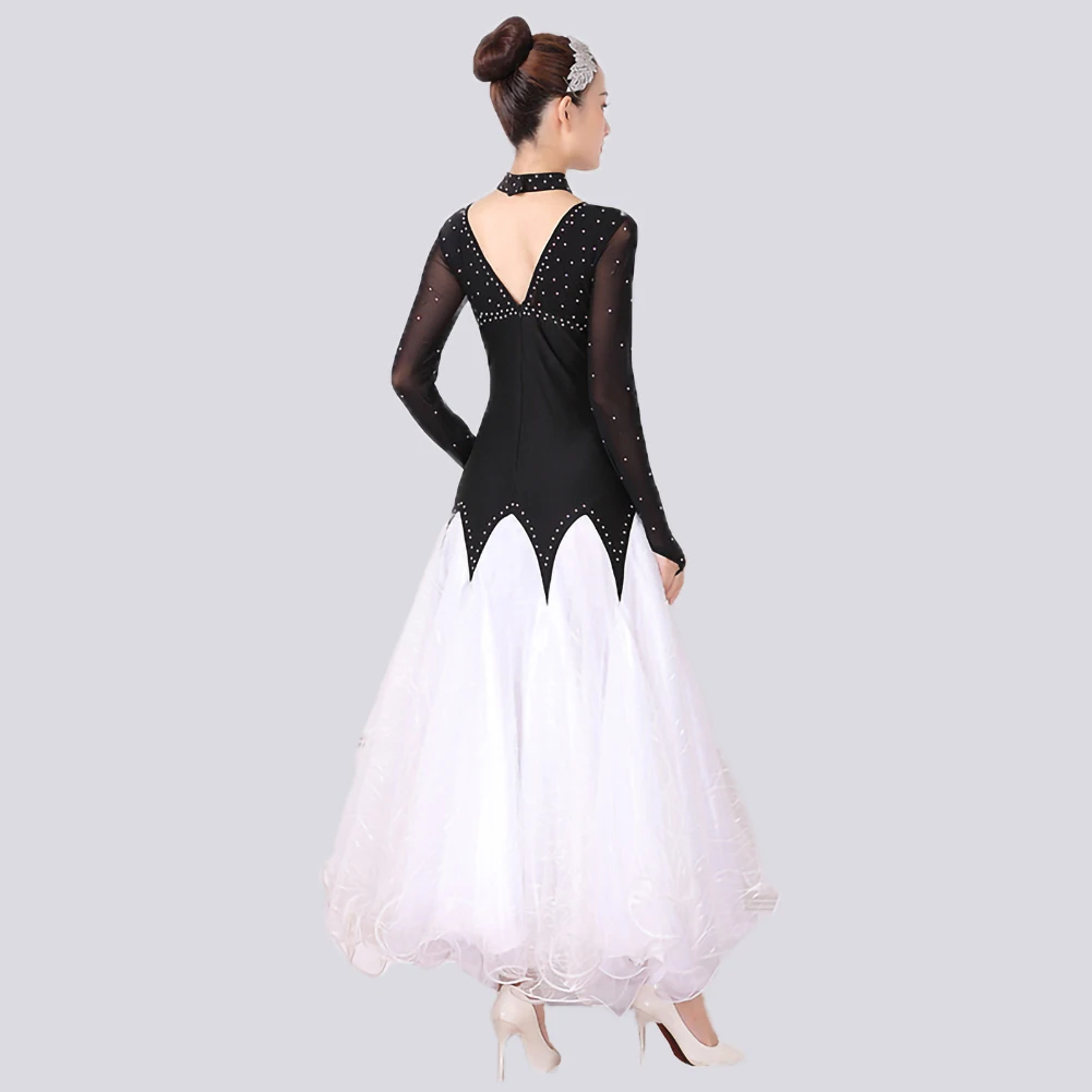 Walzer Ballsaal Wettbewerb Kleid Tanz Performance Bühne Kostüm Abendkleid Hochzeit Party Outfit Strass Praxis Tragen