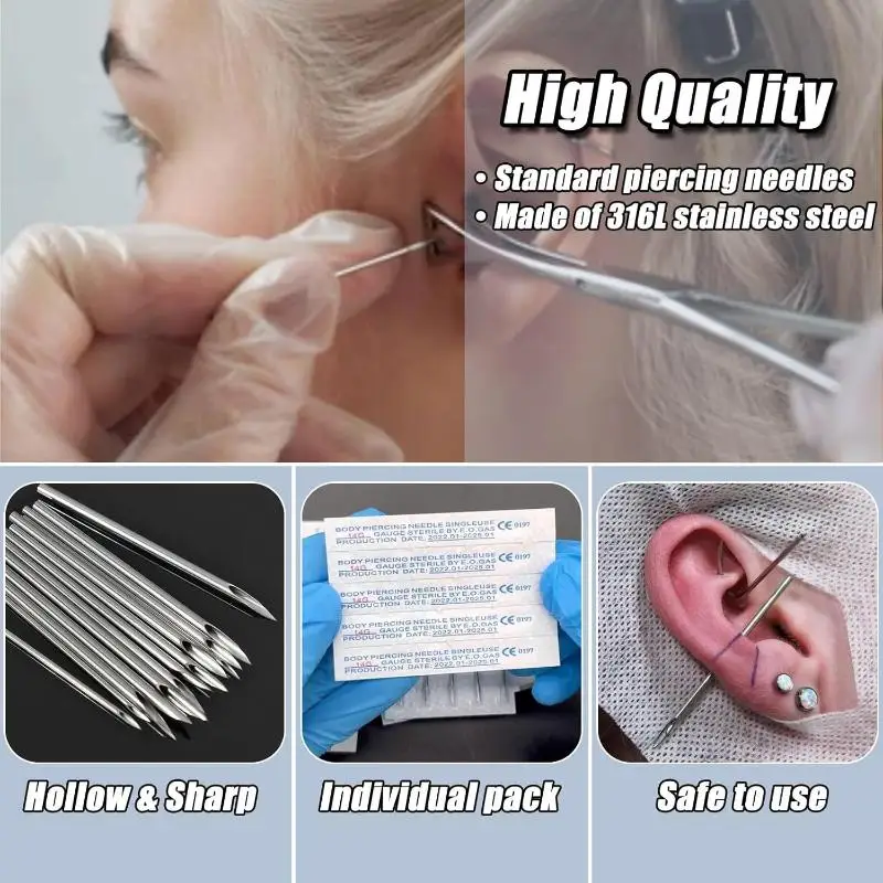 1 Stück Piercing-Werkzeug aus Edelstahl, Werkzeug für Körperschmuck, Piercing-Aufnahmerohr, geeignet für Nadeln, Nadel-Aufnahmerohr – Detail 9